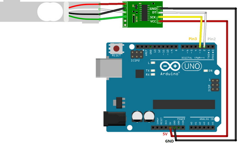Подключите усилитель тензодатчика к Arduino6
